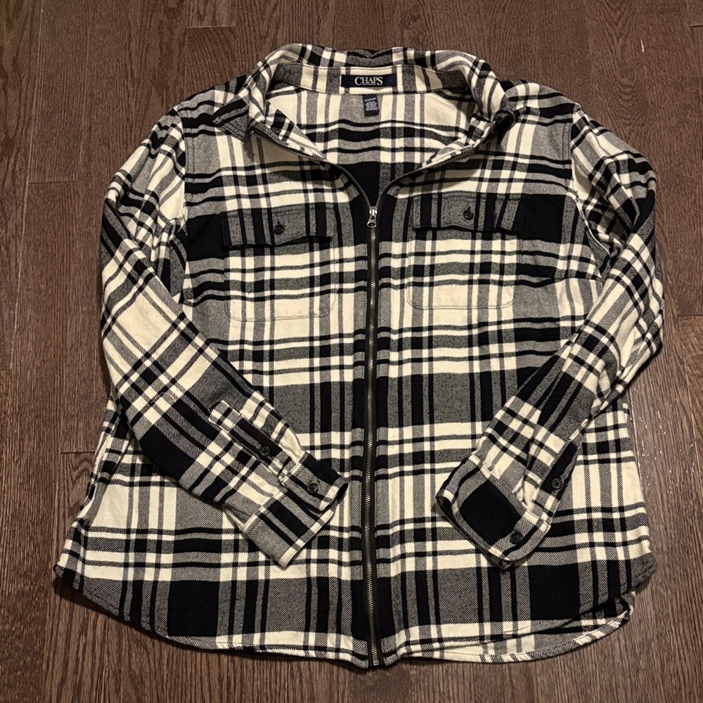 Chaps Black and White Checkered Jacket